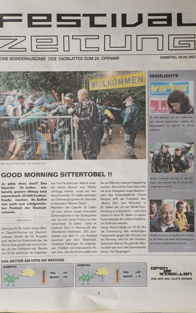 Festivalzeitung — Titelseite, OpenAir St.Gallen 2002
