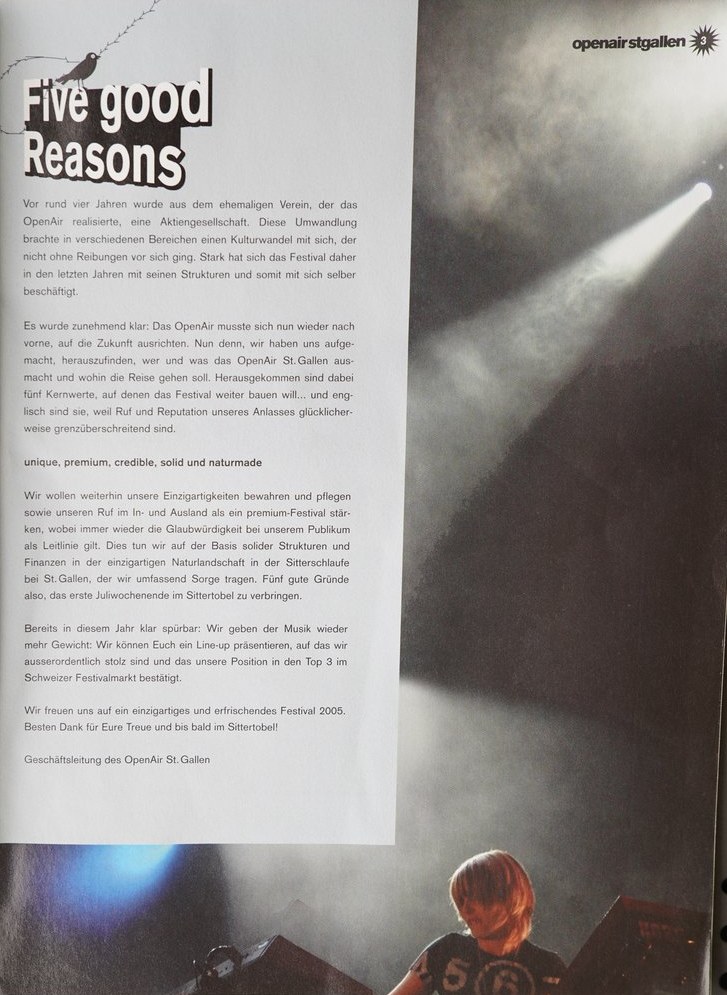 OpenAir St.Gallen — Programm, Five good Reasons, 2005
