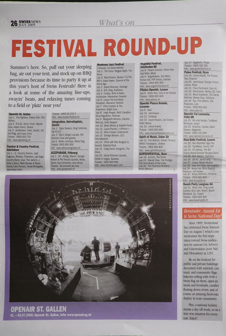 Swiss News — Festival Round-up, 2005, Foto: wetta.ch